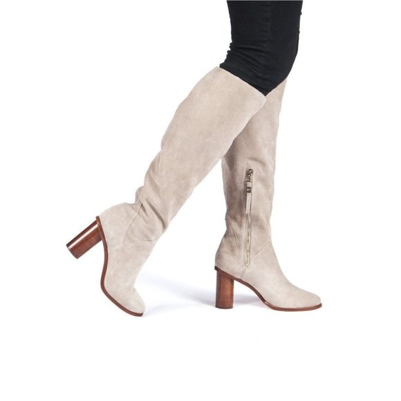 Matt Bernson Shoes - Matt Bernson Kafka Tall Leather Suede Natural Beige Knee Boots Size 7.5 B